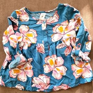Girls teal top with light pink & purple flowers size 3T